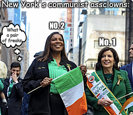 The enemies in the high tower | New York's communist assclowns:; NO. 2; What a pair of freaks. No. 1 | image tagged in memes,new york,hochul,james,irish,politics | made w/ Imgflip meme maker