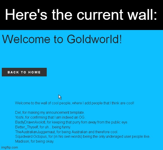 Here's the current wall: | made w/ Imgflip meme maker