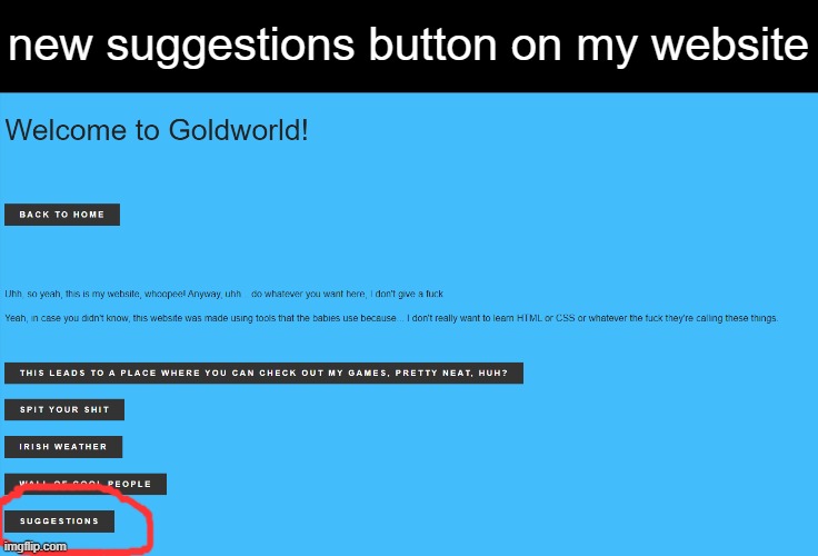 new suggestions button on my website | made w/ Imgflip meme maker