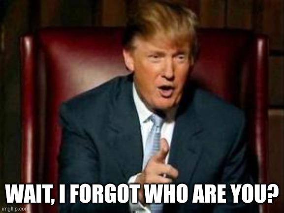 Donald Trump | WAIT, I FORGOT WHO ARE YOU? | image tagged in donald trump | made w/ Imgflip meme maker