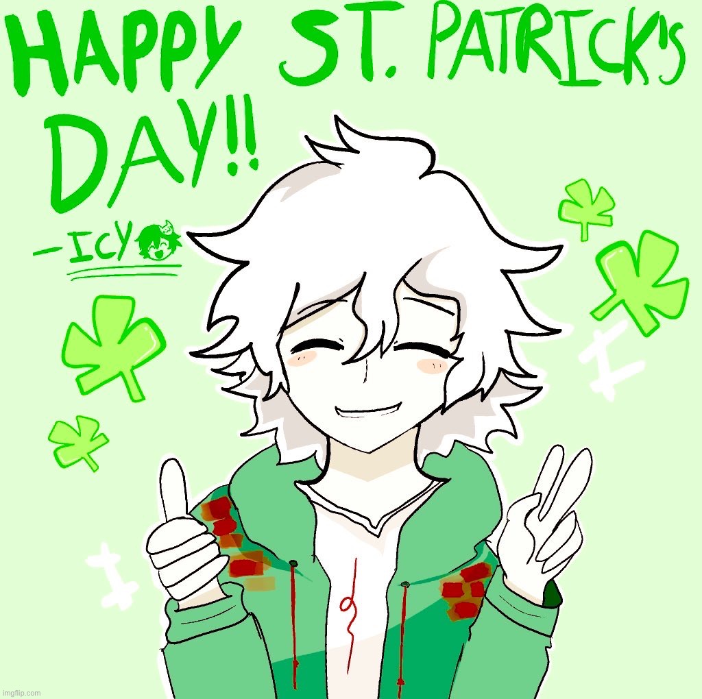 Happy St. Patrick’s Day, everyone! | image tagged in danganronpa,nagito,st patrick's day | made w/ Imgflip meme maker