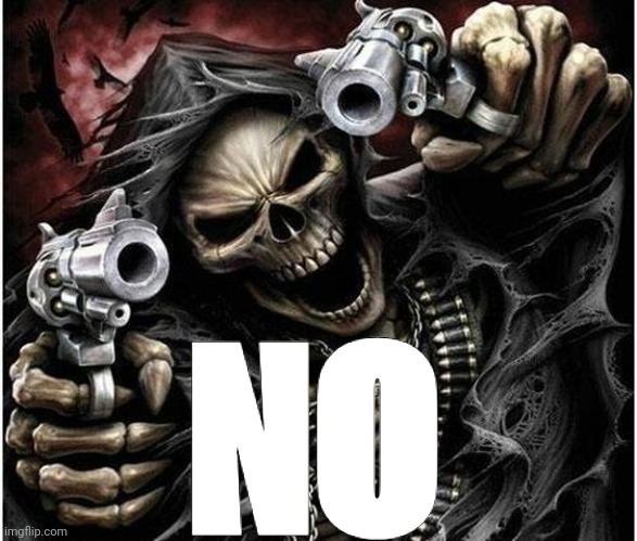 Badass Skeleton | NO | image tagged in badass skeleton | made w/ Imgflip meme maker