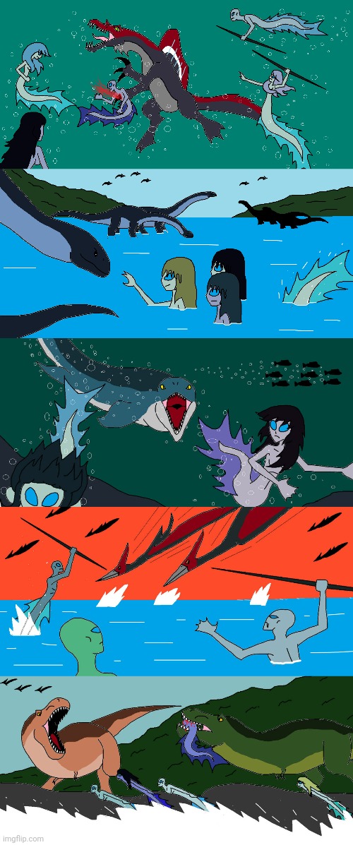Mermaids and Dinosaurs (Art by Syfyman2XXX) | made w/ Imgflip meme maker
