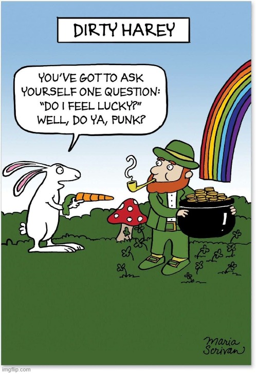 image tagged in st patrick's day,rabbit,lucky,gunpoint,carrot | made w/ Imgflip meme maker