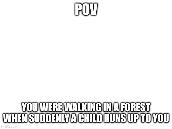 Æ | POV; YOU WERE WALKING IN A FOREST WHEN SUDDENLY A CHILD RUNS UP TO YOU | made w/ Imgflip meme maker