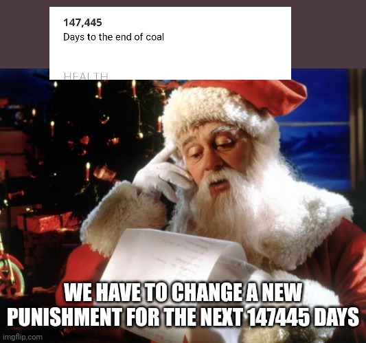 dear santa | WE HAVE TO CHANGE A NEW PUNISHMENT FOR THE NEXT 147445 DAYS | image tagged in dear santa,memes | made w/ Imgflip meme maker