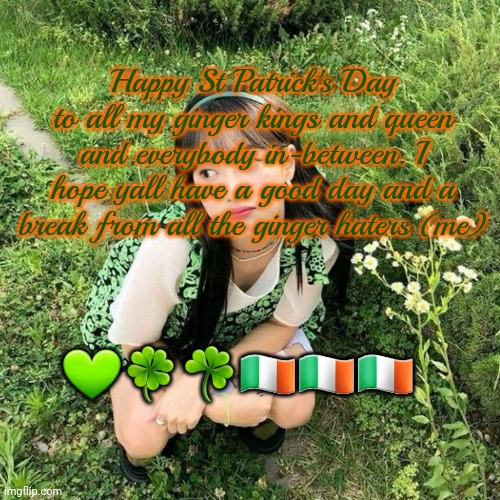 Love yall like a mf, ginger power! | Happy St Patrick's Day to all my ginger kings and queen and everybody in-between. I hope yall have a good day and a break from all the ginger haters (me); 💚🍀☘️🇮🇪🇮🇪🇮🇪 | image tagged in gay,st patrick's day | made w/ Imgflip meme maker