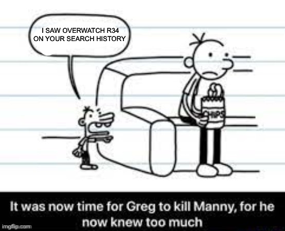 Lol | I SAW OVERWATCH R34 ON YOUR SEARCH HISTORY | image tagged in manny knew too much,overwatch | made w/ Imgflip meme maker