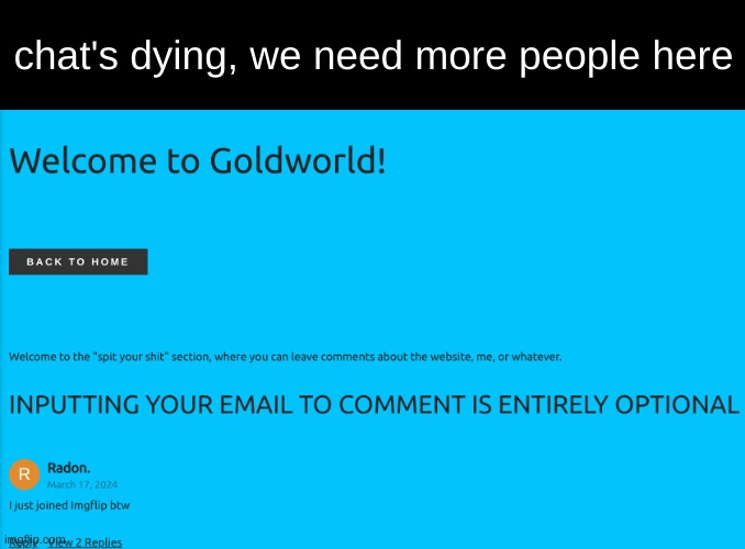 chat's dying, we need more people here | made w/ Imgflip meme maker
