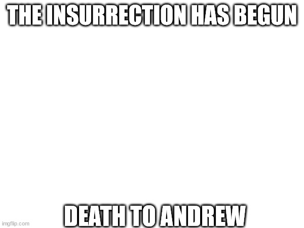 THE INSURRECTION HAS BEGUN; DEATH TO ANDREW | made w/ Imgflip meme maker