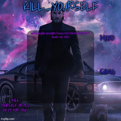 I need a radium template | https://imgflip.com/i/8jld5v?nerp=1710725863#com30545377 Upvote me NOW | image tagged in kill_yourself john wick template | made w/ Imgflip meme maker