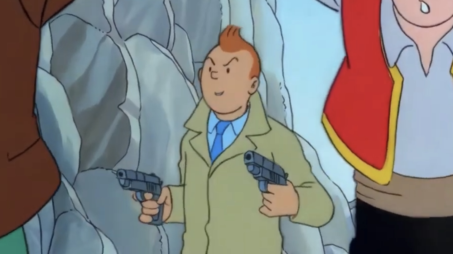 Tintin Double Guns Blank Meme Template