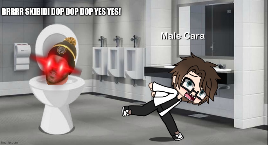 Male Cara got chased by a Canadian skibidi toilet and he's scared of Skibidi Toilets. I am also from that country! | BRRRR SKIBIDI DOP DOP DOP YES YES! | image tagged in pop up school 2,pus2,x is for x,male cara,skibidi toilet,canada | made w/ Imgflip meme maker
