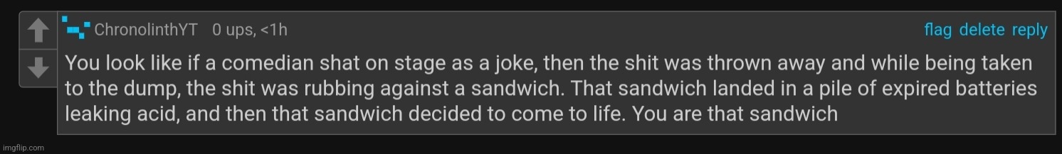 Chronolinth roast | image tagged in chronolinth roast | made w/ Imgflip meme maker