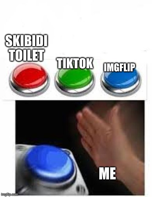 True Story | SKIBIDI TOILET; TIKTOK; IMGFLIP; ME | image tagged in red green blue buttons | made w/ Imgflip meme maker