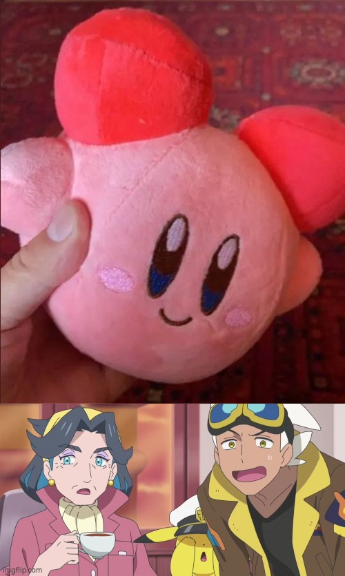 Who the hell made this Kirby puppet?! | image tagged in shocked diana and friede,funny,kirby,puppet | made w/ Imgflip meme maker