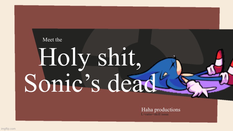 Meet the <Blank> | Meet the; Holy shit, Sonic’s dead; Haha productions; L+ratio=skill issue | image tagged in meet the blank | made w/ Imgflip meme maker