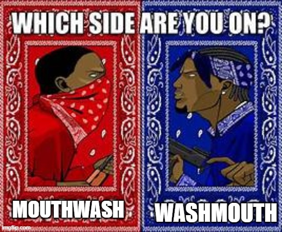 I miss these days :pensive: | MOUTHWASH; WASHMOUTH | image tagged in which side are you on | made w/ Imgflip meme maker