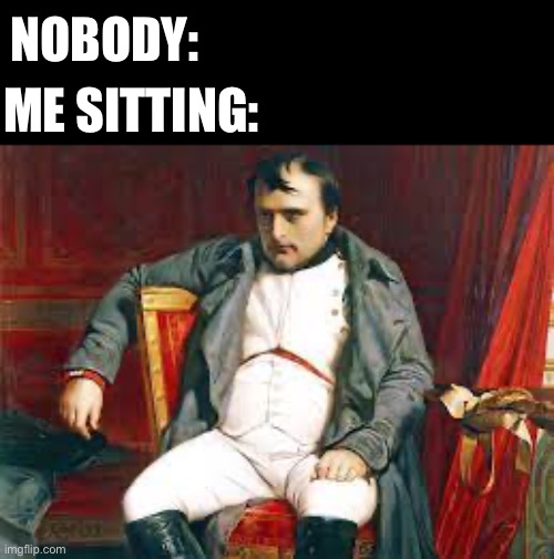 Kinda odd idk | NOBODY:; ME SITTING: | image tagged in napoleon | made w/ Imgflip meme maker