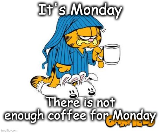 Garfield Monday Coffee | It's Monday; There is not enough coffee for Monday | image tagged in coffe garfield | made w/ Imgflip meme maker