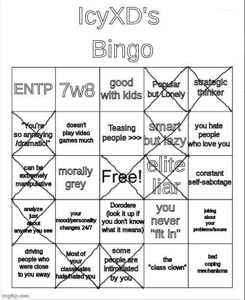 "look it up if you don't know what it means" THEN THAT MEANS YOU WOULDN'T CROSS IT OFF DUMBASS | image tagged in icyxd's bingo | made w/ Imgflip meme maker