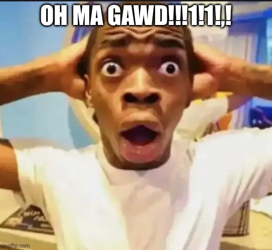 Surprised Black Guy | OH MA GAWD!!!1!1!,! | image tagged in surprised black guy | made w/ Imgflip meme maker