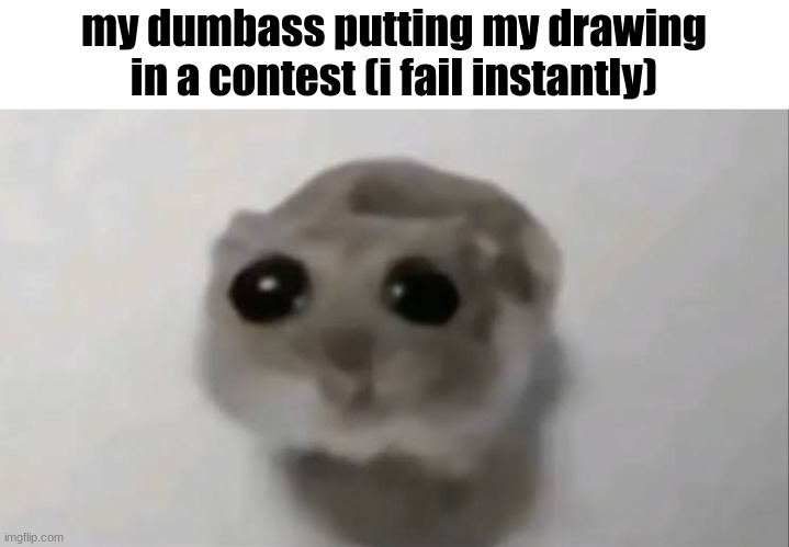 Sad Hampster | my dumbass putting my drawing in a contest (i fail instantly) | image tagged in sad hampster | made w/ Imgflip meme maker