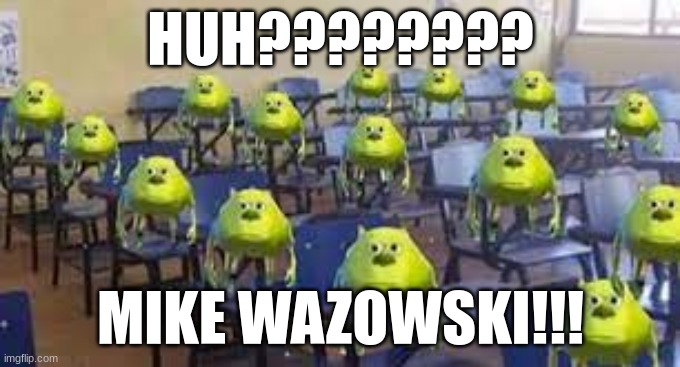 mike wazowski class | HUH???????? MIKE WAZOWSKI!!! | image tagged in mike wazowski class | made w/ Imgflip meme maker