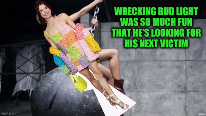 miley cyrus wreckingball | WRECKING BUD LIGHT 
WAS SO MUCH FUN 
THAT HE’S LOOKING FOR 
HIS NEXT VICTIM | image tagged in miley cyrus wreckingball | made w/ Imgflip meme maker