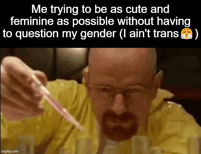 Anyway, how y'all doing? | Me trying to be as cute and feminine as possible without having to question my gender (I ain't trans😤) | image tagged in carefully crafting | made w/ Imgflip meme maker