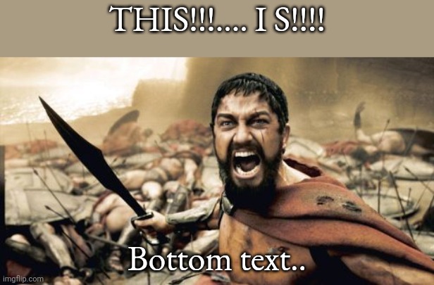 Shitpost No°idk | THIS!!!.... I S!!!! Bottom text.. | image tagged in memes,sparta leonidas | made w/ Imgflip meme maker