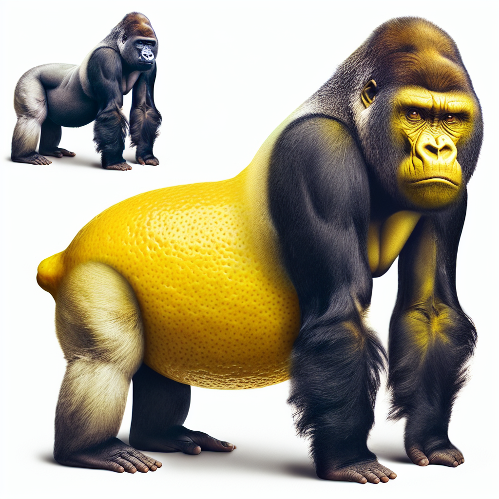 High Quality a realistic gorilla with no legs that looks like a lemon Blank Meme Template
