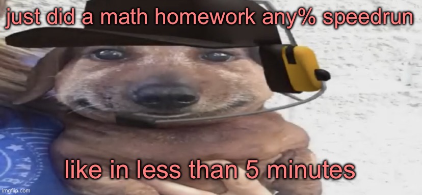 chucklenuts | just did a math homework any% speedrun; like in less than 5 minutes | image tagged in chucklenuts | made w/ Imgflip meme maker