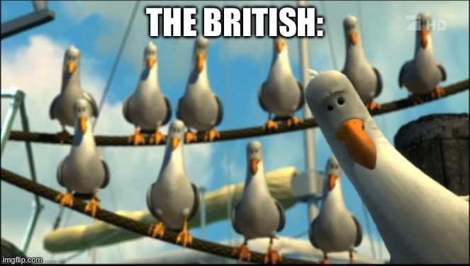 Nemo Seagulls Mine | THE BRITISH: | image tagged in nemo seagulls mine | made w/ Imgflip meme maker