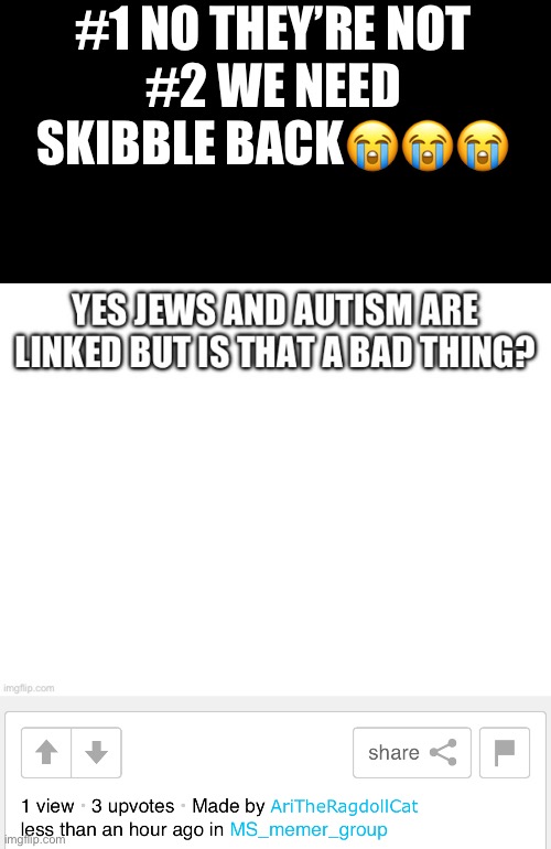 #1 NO THEY’RE NOT
#2 WE NEED SKIBBLE BACK😭😭😭 | made w/ Imgflip meme maker