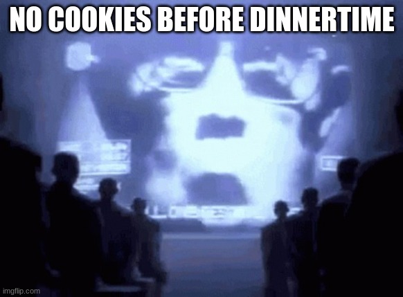 1984 gif | NO COOKIES BEFORE DINNERTIME | image tagged in 1984 gif | made w/ Imgflip meme maker