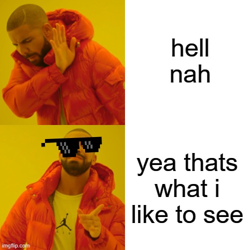 Drake Hotline Bling Meme | hell nah; yea thats what i like to see | image tagged in memes,drake hotline bling | made w/ Imgflip meme maker