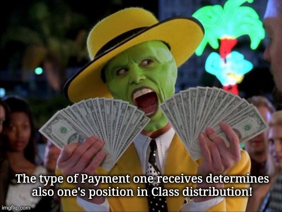 Creators! | The type of Payment one receives determines also one's position in Class distribution! | image tagged in memes,money money | made w/ Imgflip meme maker