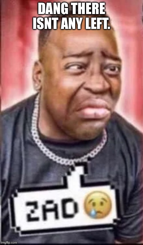 DANG THERE ISNT ANY LEFT. | image tagged in zad | made w/ Imgflip meme maker