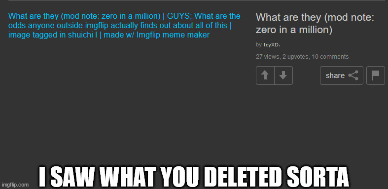 I SAW WHAT YOU DELETED SORTA | made w/ Imgflip meme maker