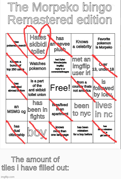 Yes, i am not american | image tagged in the morpeko bingo remastered | made w/ Imgflip meme maker
