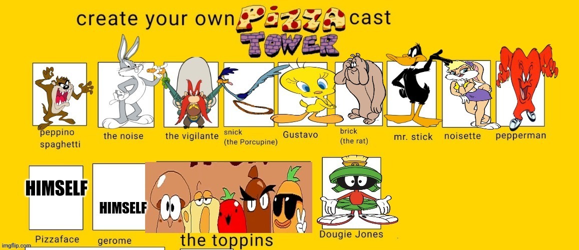 Pizza Tower casted with Looney Tunes | image tagged in pizza tower | made w/ Imgflip meme maker