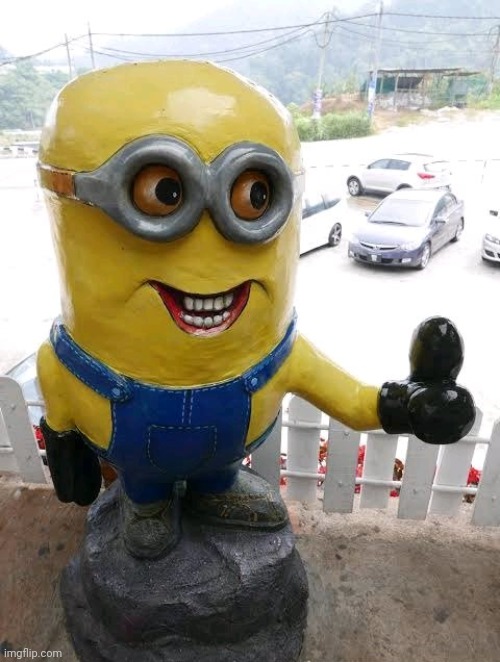 image tagged in funny,memes,minions,statue | made w/ Imgflip meme maker
