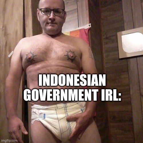 Man child with no life | INDONESIAN GOVERNMENT IRL: | image tagged in man child with no life | made w/ Imgflip meme maker