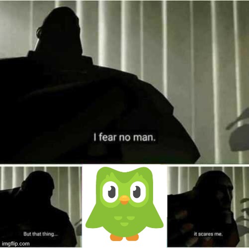 everyone fears him. | image tagged in i fear no man,duolingo bird | made w/ Imgflip meme maker