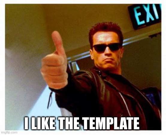 terminator thumbs up | I LIKE THE TEMPLATE | image tagged in terminator thumbs up | made w/ Imgflip meme maker