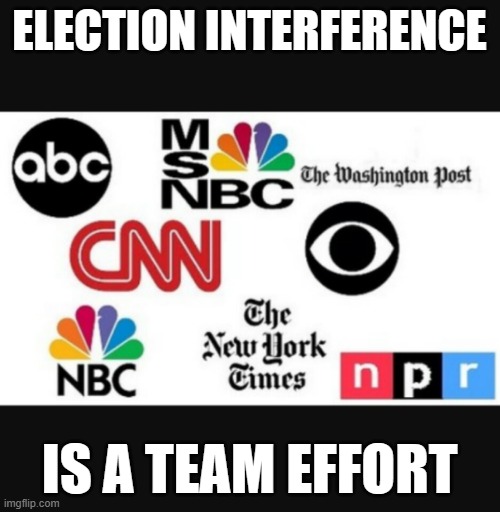 Media lies | ELECTION INTERFERENCE; IS A TEAM EFFORT | image tagged in media lies | made w/ Imgflip meme maker