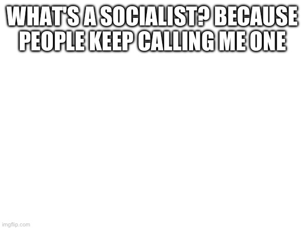 WHAT'S A SOCIALIST? BECAUSE PEOPLE KEEP CALLING ME ONE | made w/ Imgflip meme maker