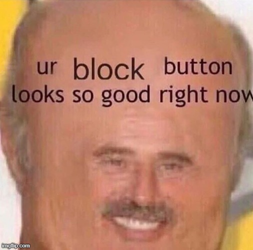 Ur block button looks so good right now | image tagged in ur block button looks so good right now | made w/ Imgflip meme maker