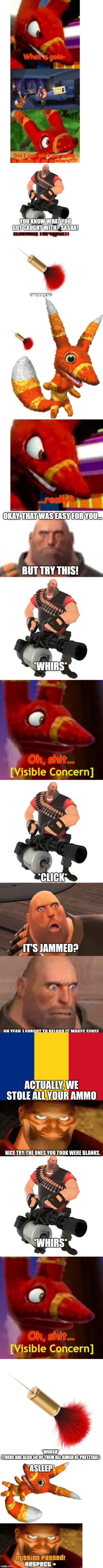 B L A N K S | NICE TRY, THE ONES YOU TOOK WERE BLANKS. | image tagged in creepy smile heavy tf2 | made w/ Imgflip meme maker